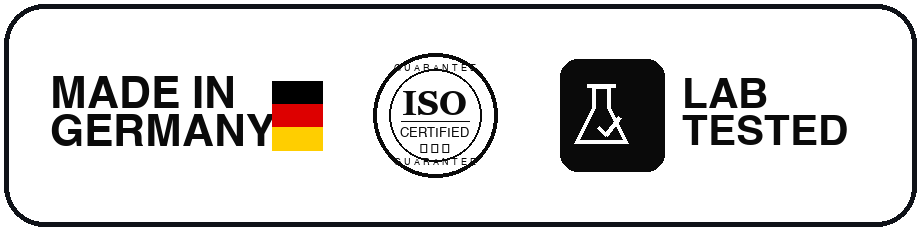 Made in Germany · ISO-zertifiziert · Laborgeprüft